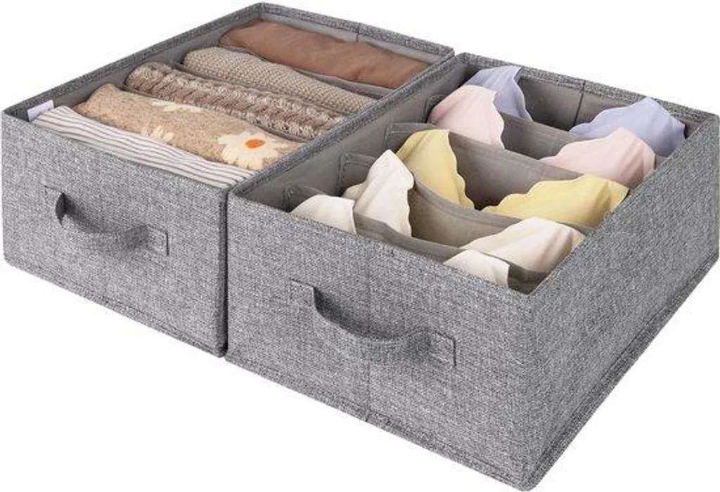 Organiseur de tiroir pour vêtements et range-jeans pliable gris clair