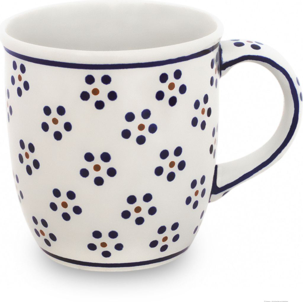 Original Bunzlauer Keramik 350 ml Kaffeebecher Teetasse Pott Tasse Becher Ø 9,3 cm, H 9,7 cm Dekor 1