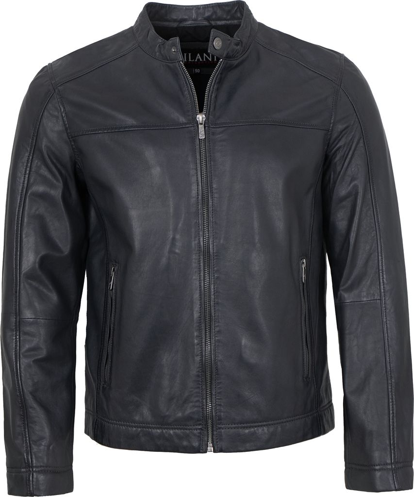 Jilani - Herren Lederjacke Lammnappa anthra / blau : 56