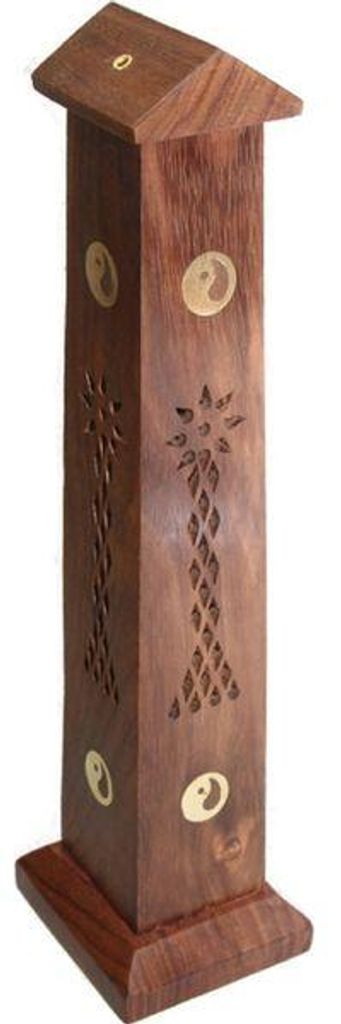 Woru Räucherturm Räucherstäbchenhalter Holz 30 cm verziert