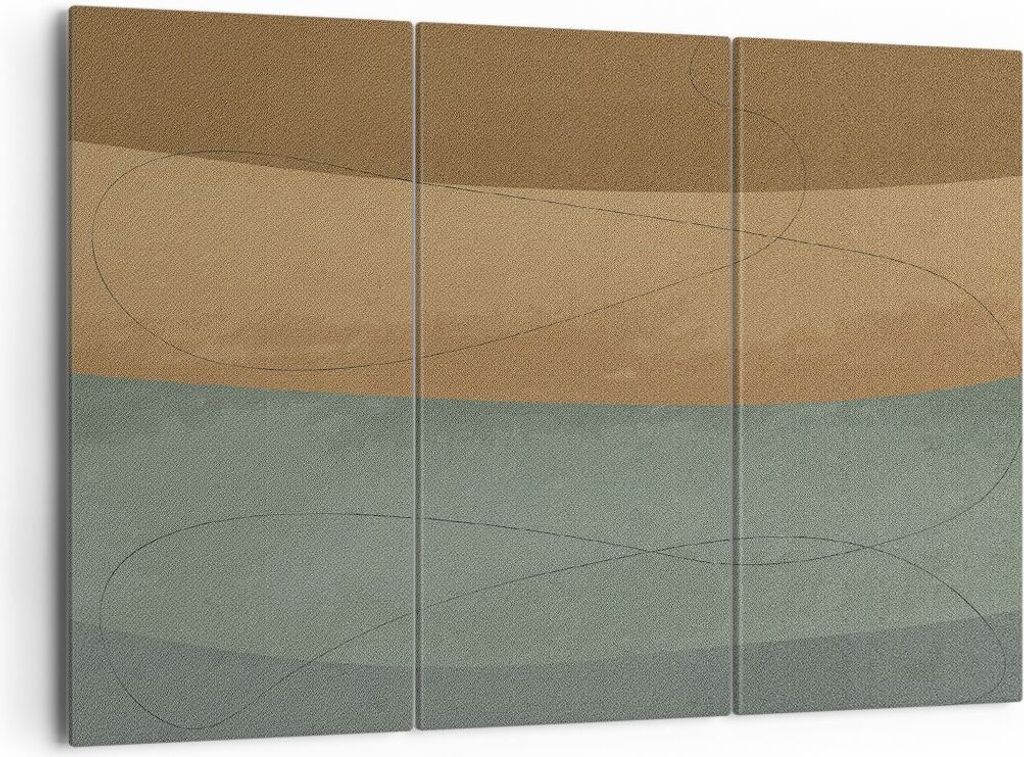Bild auf Leinwand - Leinwandbild - 3 Teile - Abstraktion Gold Grün - 165x110cm - Wand Bild - Wanddeko - Wandbilder - Leinwanddruck - Bilder - Wand...