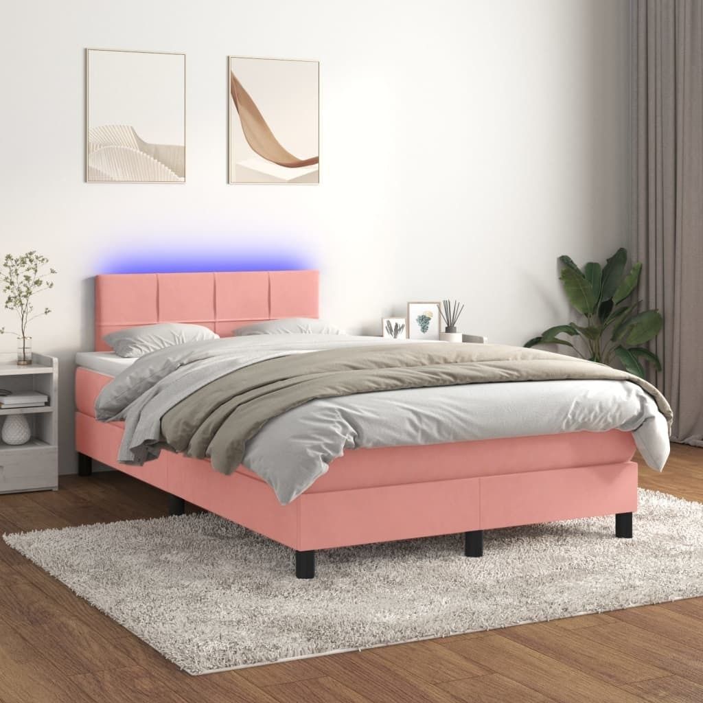 "2026 Promotion" Boxspringbett mit Matratze - & LED - Rosa - 120x200 cm - Samt - Polsterbett CC7433