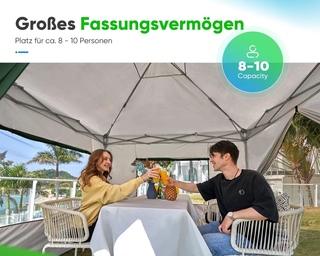 Abri de réception pop-up 3x3 pour événements extérieurs et réception