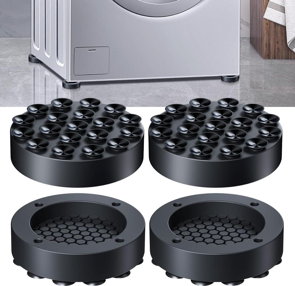 4er-Pack Vibrationsdämpfer für Waschmaschinen – Anti-Rutsch-Matte für Waschmaschine – Anti-Vibrations-Pad – Anti-Rutsch-Teppich für Wasch...