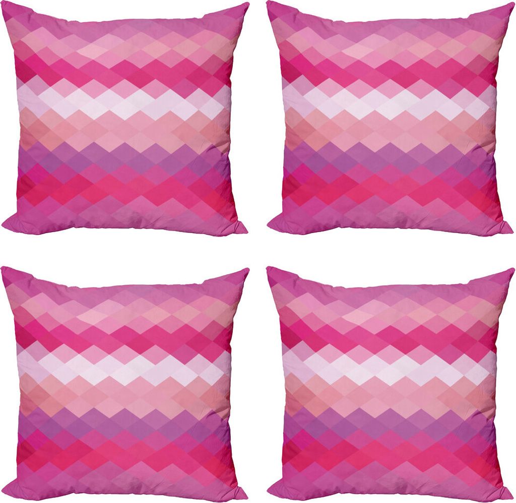 ABAKUHAUS Hot Pink Kissenbezug Set (4 Stück), Klassische einfache moderne, Moderner Doppelseitiger Digitaldruck, 45 cm x 45 cm, Rosa Pfirsich-Fuchsia