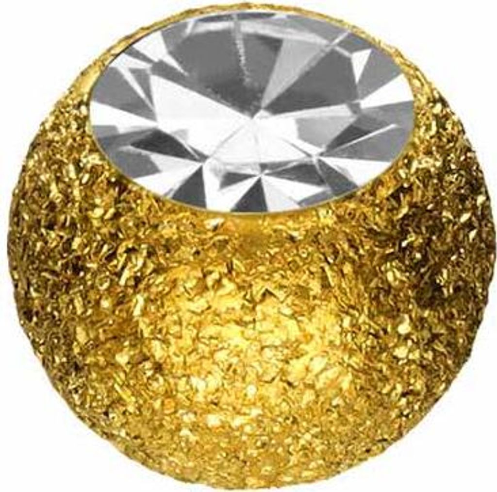 Chirurgenstahl Schraubkugel DIAMANTOPTIK + KRISTALL Gold Gewinde: 1,2mm | Kugelgröße: 4mm