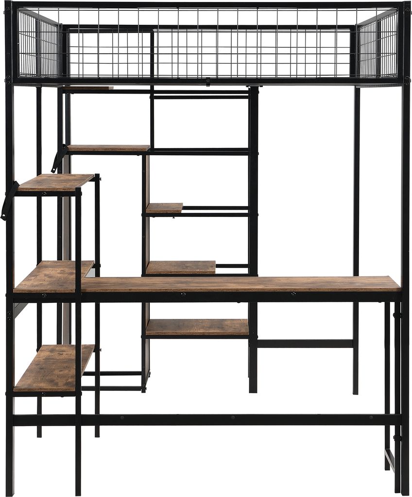 Łóżko piętrowe Flieks 140x200cm z biurkiem i regałem, łóżko Zdjęcie produktu 9