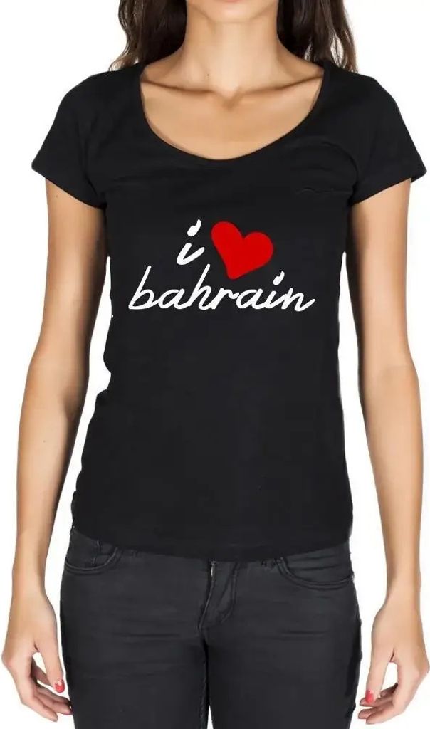 Damen Grafik T-Shirt Ich liebe Bahrain – I Love Bahrain – Öko-Verantwortlich Vintage Jahrgang Kurzarm Lustige Druck Geburtstag Geschenk Frau