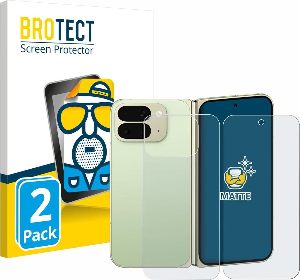 2x BROTECT Schutzfolie für Google Pixel 10 Pro Fold (Display+Rückseite) Displayschutz Displayschutzfolie Folie Matt Entspiegelungsfolie