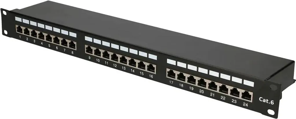 Panneau de Brassage RJ45 CAT6 STP 24 Ports - Rack 19 Pouces Noir Extralink