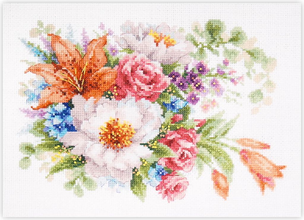 Magic Needle Zweigart Edition Kreuzstich Set "Zarte Blumen", Zählmuster, 26x19cm