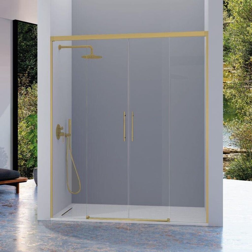 Duschfront 2 Festteile + 2 Schiebetüren URBAN Gold