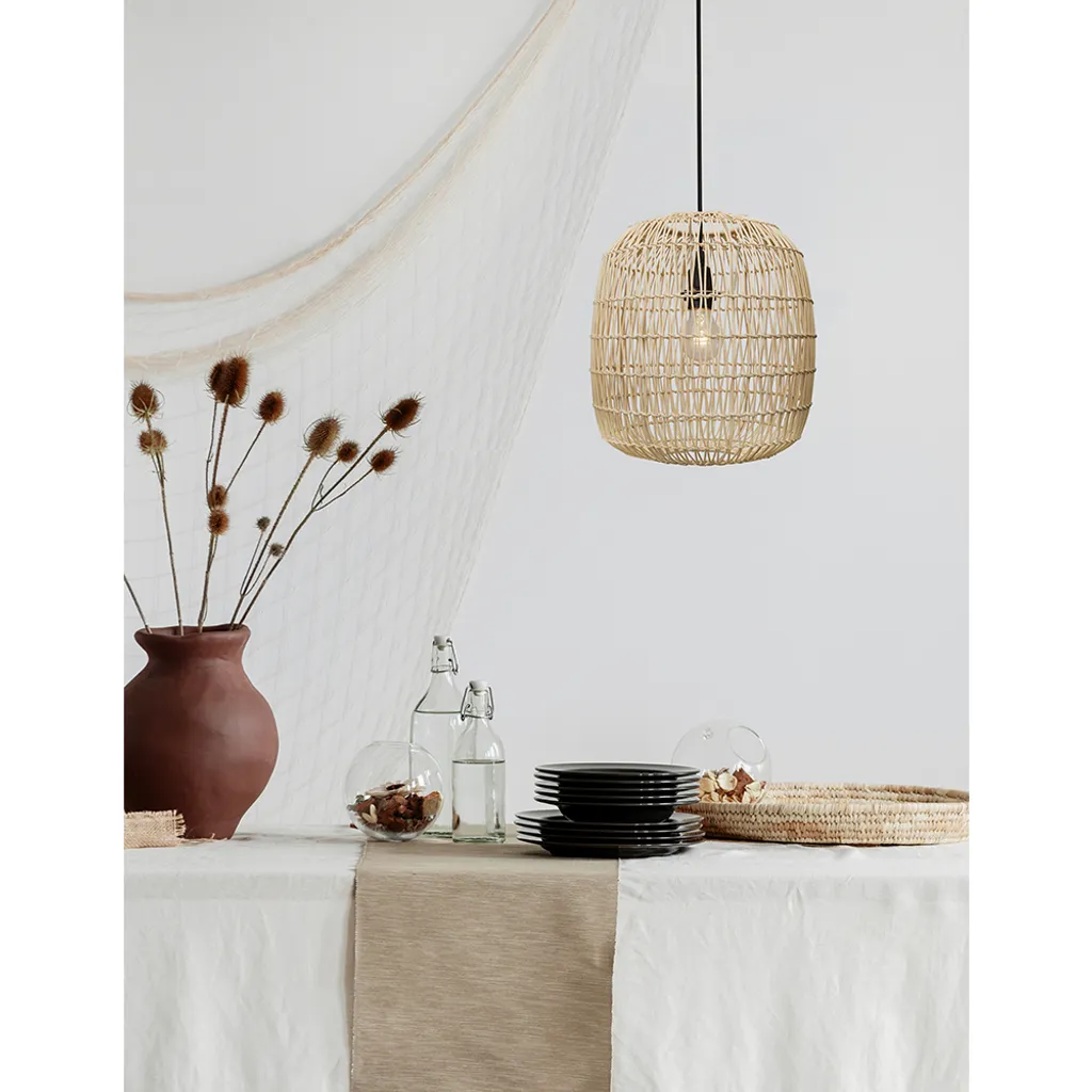 Suspension Melody Nova Luce pour salon : Luminaire rotin au style zen