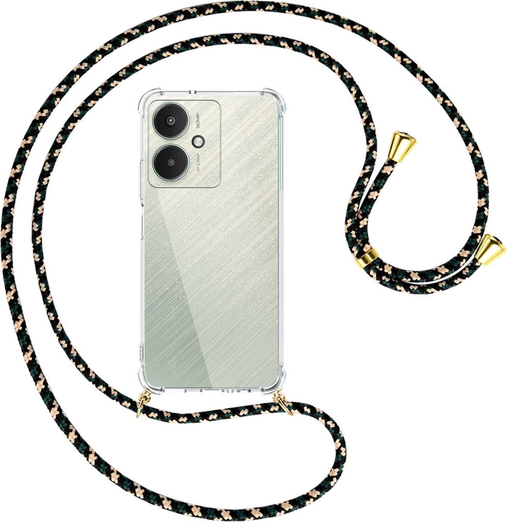 Handykette Backcover-Schutzhülle mit Band (Metall goldfarben) für Xiaomi Redmi 13C 5G, Poco M6 5G - camouflage