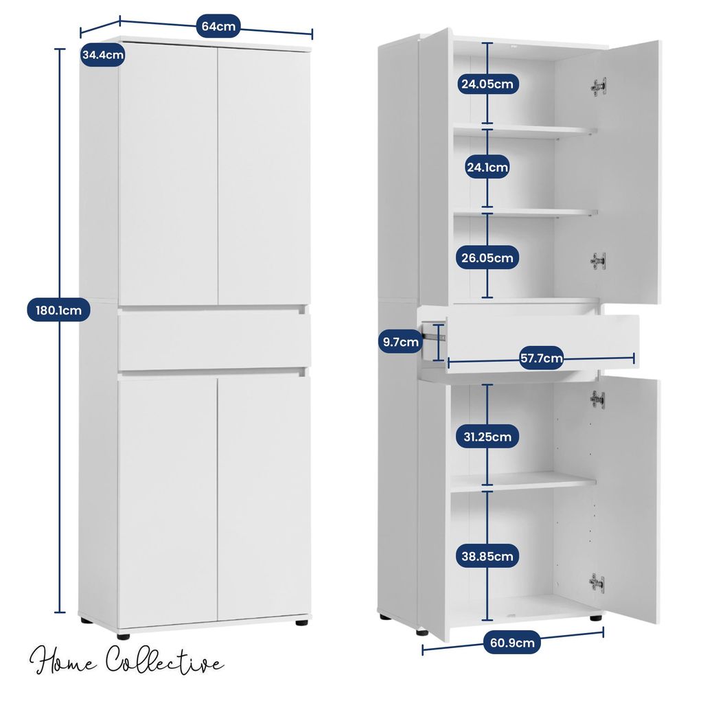 Schrank 60 cm breit mit 4 Türen & Schublade