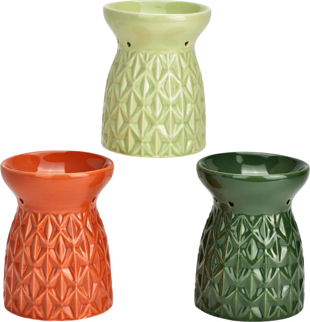 Set de 3 diffuseurs de parfum en porcelaine rouge et vert Ø 10x13 cm