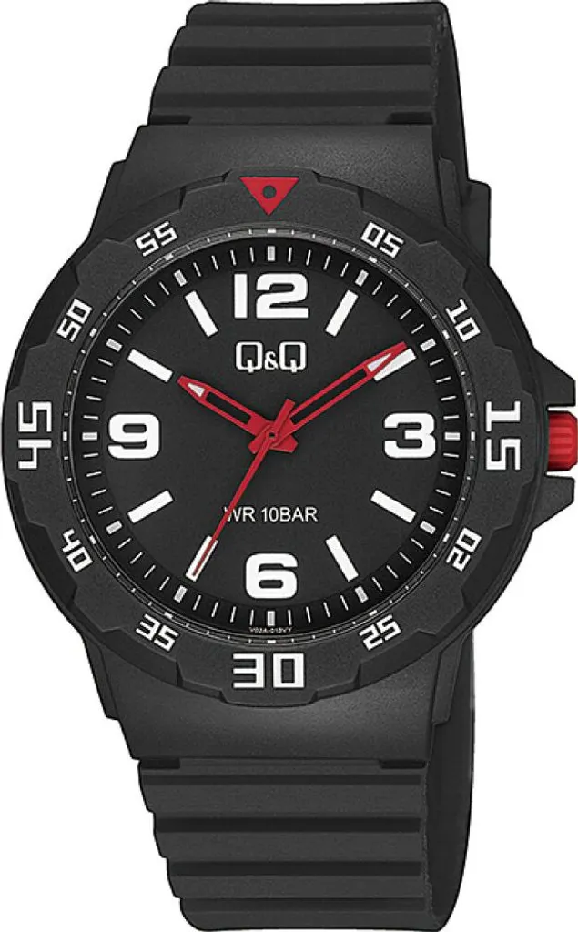 Montre de sport pour homme bracelet silicone noir et rouge étanche 100m