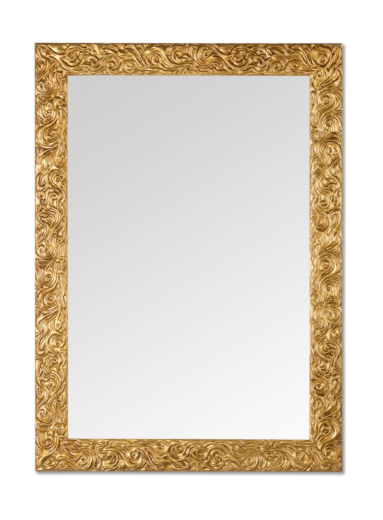 MO.WA Spiegel Wandspiegel 50x70 rechteckig Gold Antik Garderobenspiegel Lehnspiegel Flurspiegel mit Massivholzrahmen,