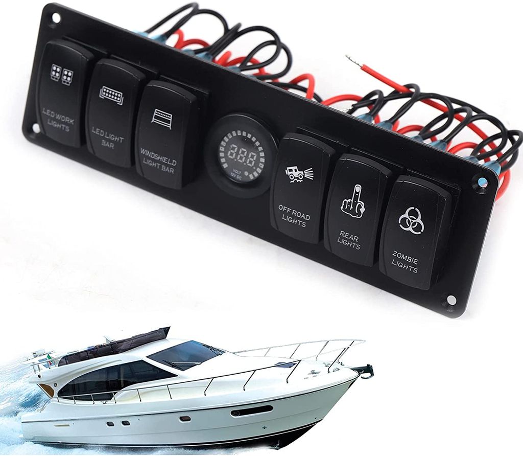 1PCS 6Gang LED Schaltpanel Schalter  Schalttafel  für Bus Boot Marine Auto 