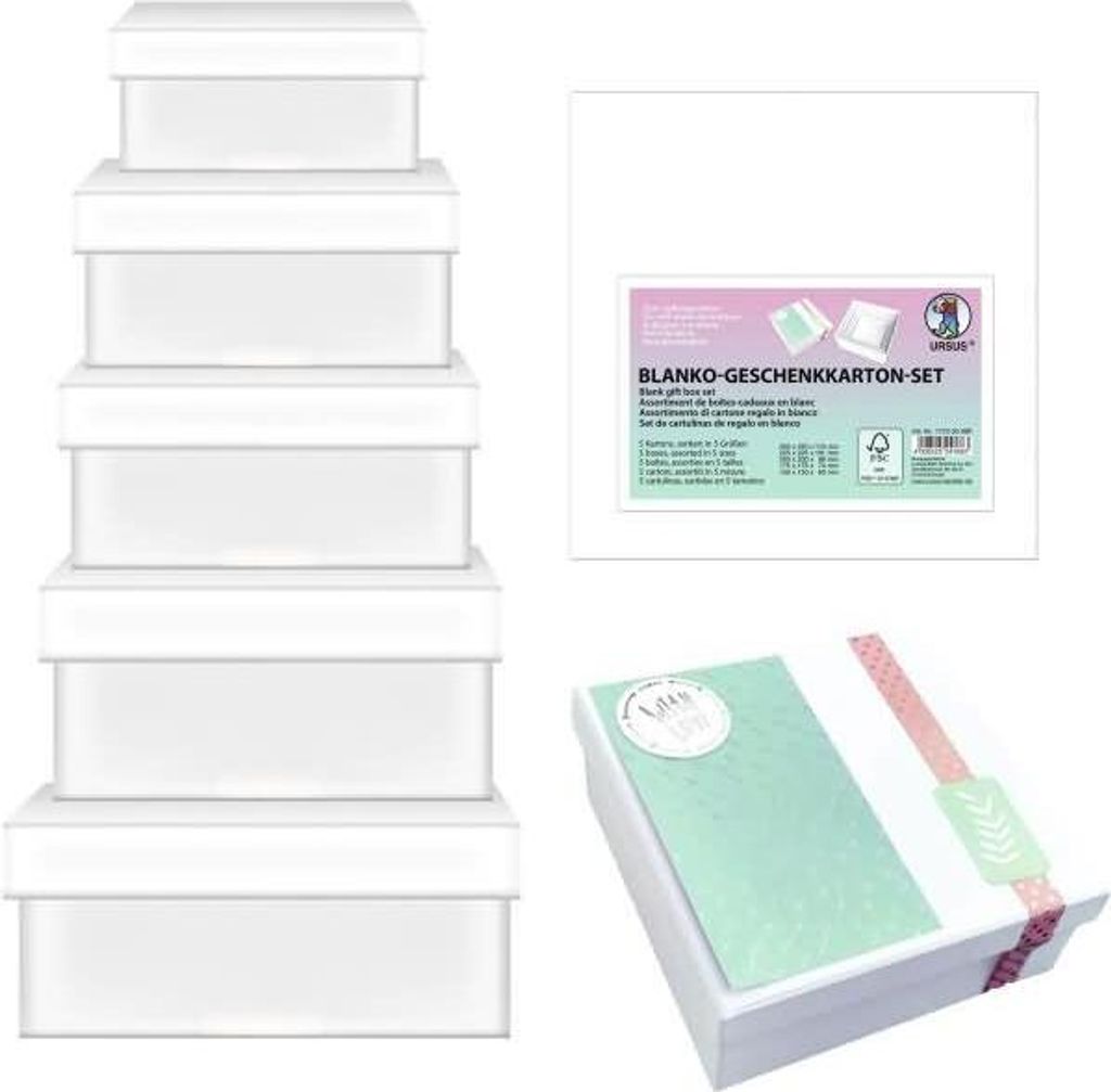 Geschenkkarton-Set blanko VE=5 Stück Quadratisch