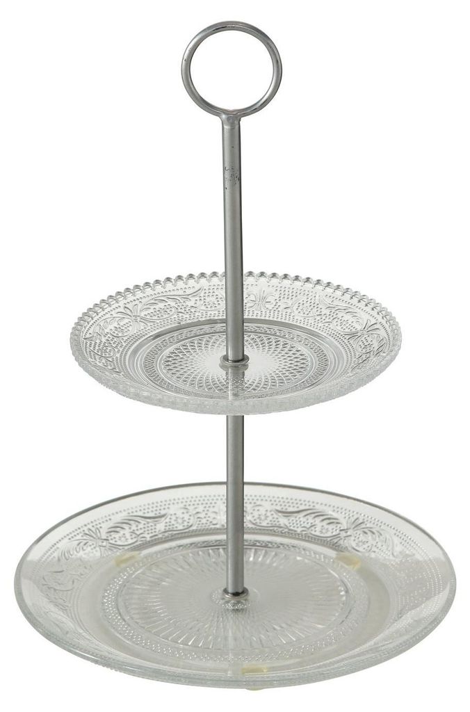Etagere aus Glas mit zwei Ebenen, RELIEF, 28 cm Produktbild 