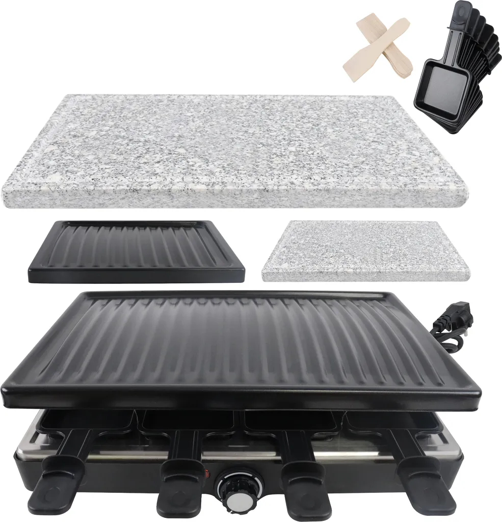 Appareil à Raclette et Gril de Table 2-en-1 avec Plaque Multi-Grillades - 13