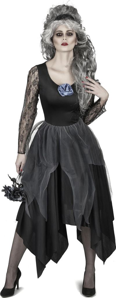 Dunkle Braut Horrorbraut-Damenkostüm schwarz - S