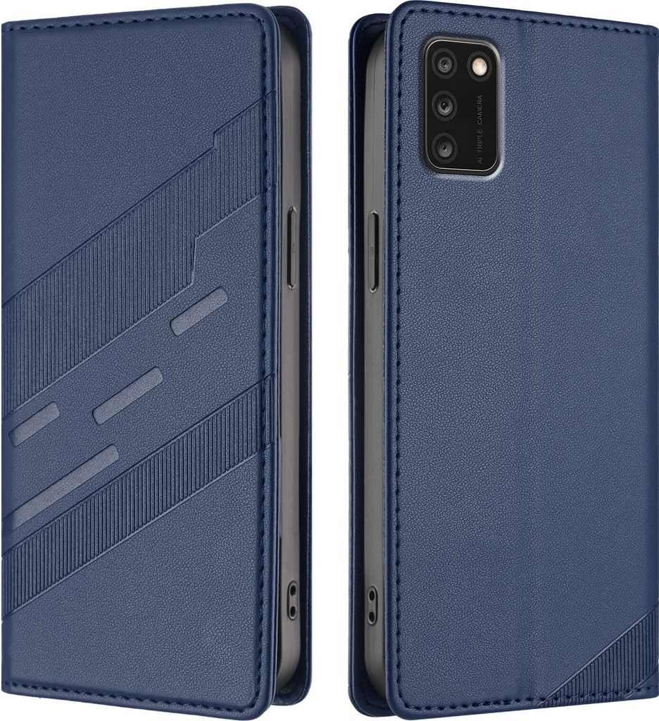 Hülle für TCL A3X, Kunstleder Brieftaschen Handyhülle mit Kartenfach und Standfunktion Blau