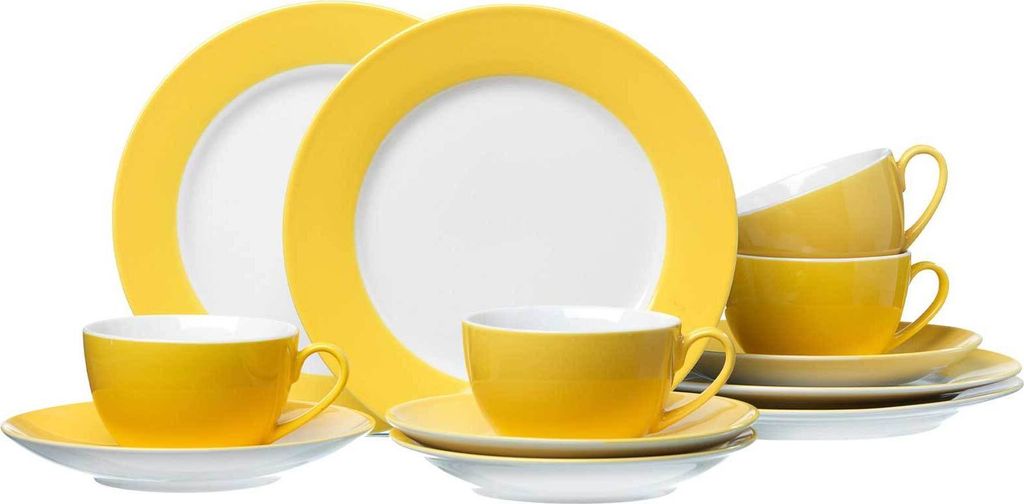 Ritzenhoff & Breker DOPPIO Kaffeeservice 12-tlg., Geschirrset, Service, Rund, Porzellan, Gelb, 597011