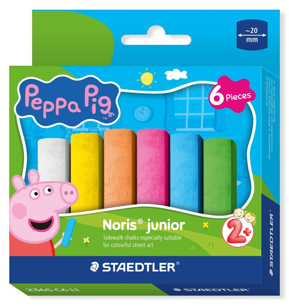 Straßenmalkreiden "Noris Junior 2365", 6 Farben, Jumbo, Peppa Pig Edition, STAEDTLER 2365 C6 L1
