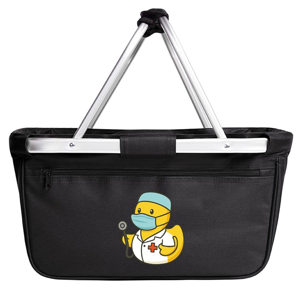 Huuraa Einkaufskorb Quietscheente Medizin Comic Gummiente 20 Liter Black faltbarer Tragekorb Geschenkidee