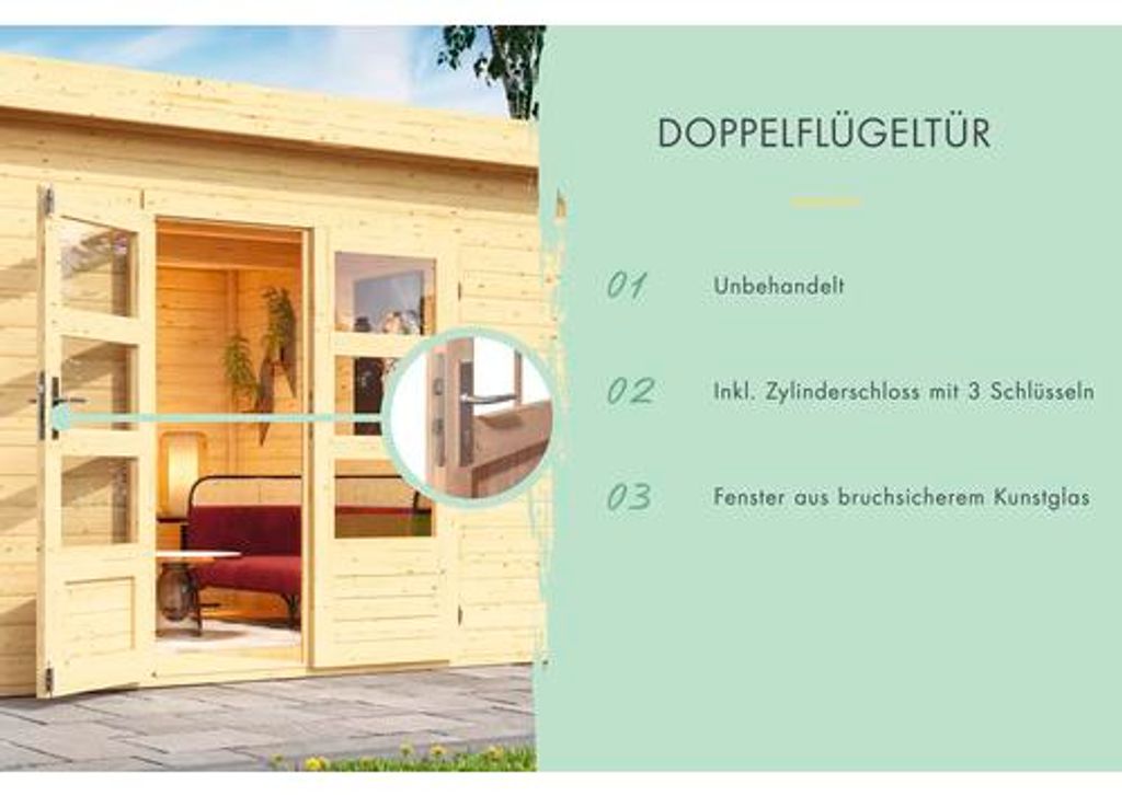 Doppelflügeltür Karibu modern 28 mm 140 x 170 cm Produktbild 