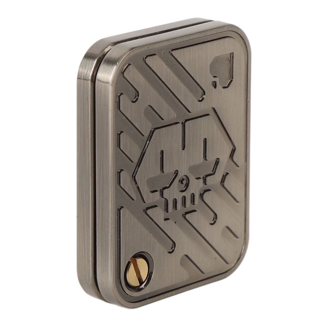 A metal poker push slider toy with a skull design.