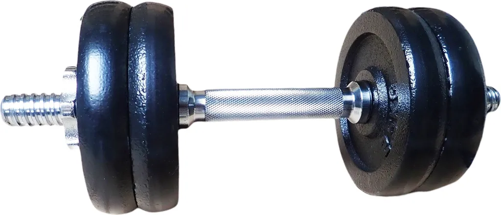 Haltère 12kg avec barre 25mm moletée antidérapante pour entraînement
