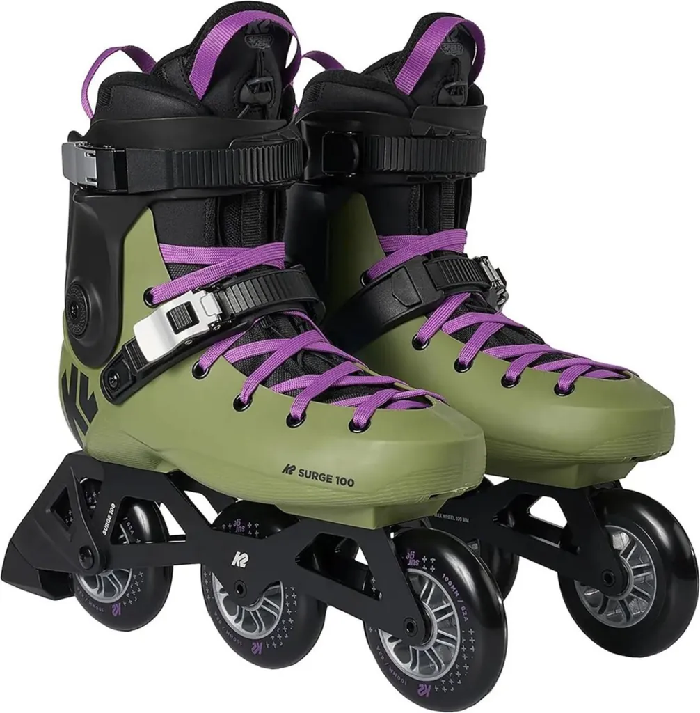 Rollers K2 Surge 100 rollers freeride urbains 3 roues olive - 2