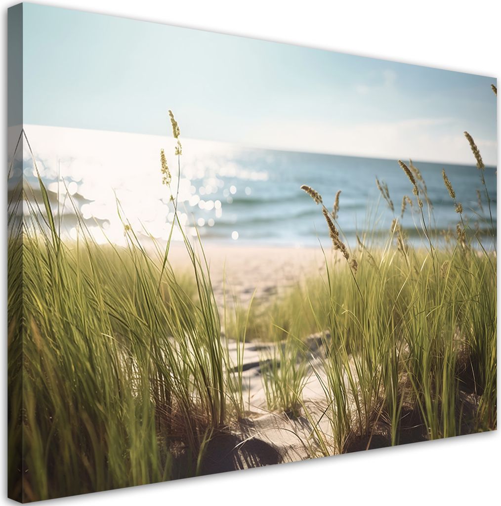 Leinwandbild Dünen am Meer 120x80 Feeby Grün bild für die wand bereit zum aufhängen