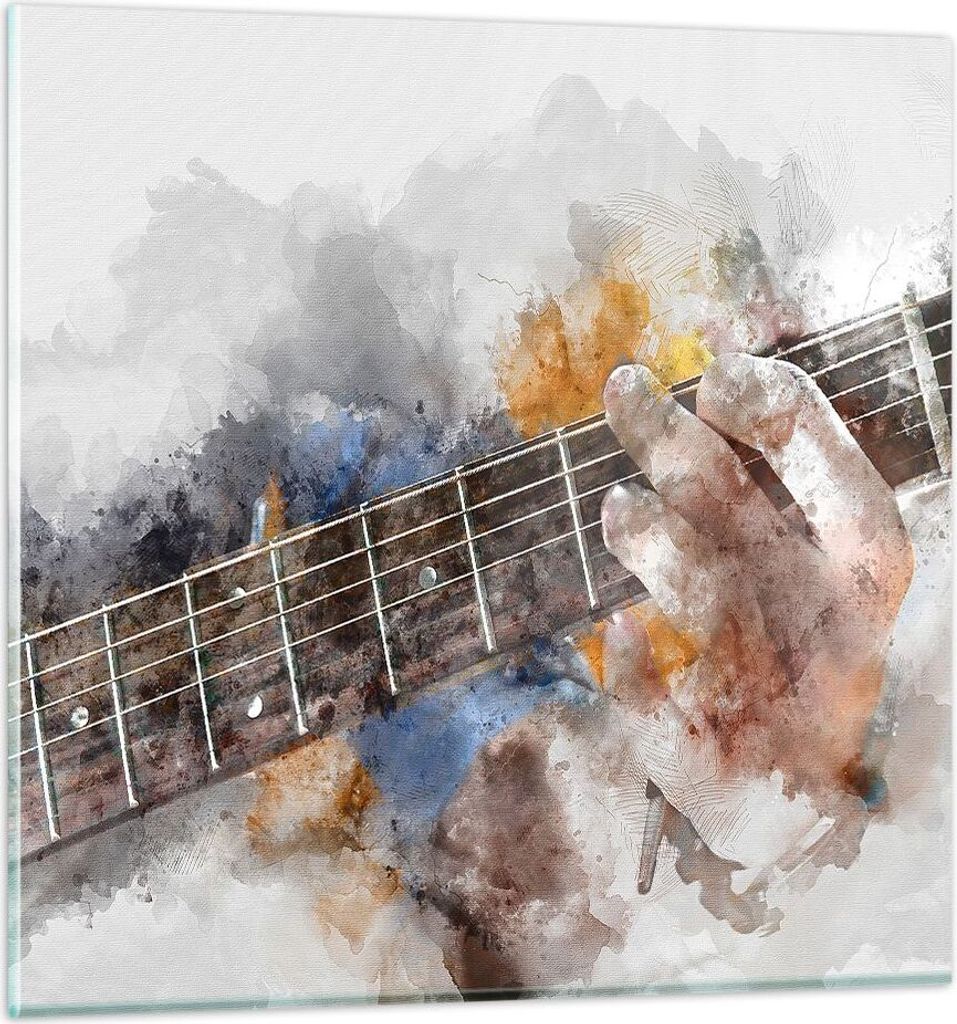 Bilder auf glas - Gitarre Musik - 30x30cm - Glasbilder - Wandbilder - Bilder - Kunstdruck - zum Aufhängen bereit - Wanddekoration aus Glas - Glas ...