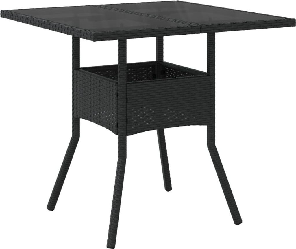 vidaXL Gartentisch mit Glasplatte Schwarz 80x80x75 cm Poly Produktbild 