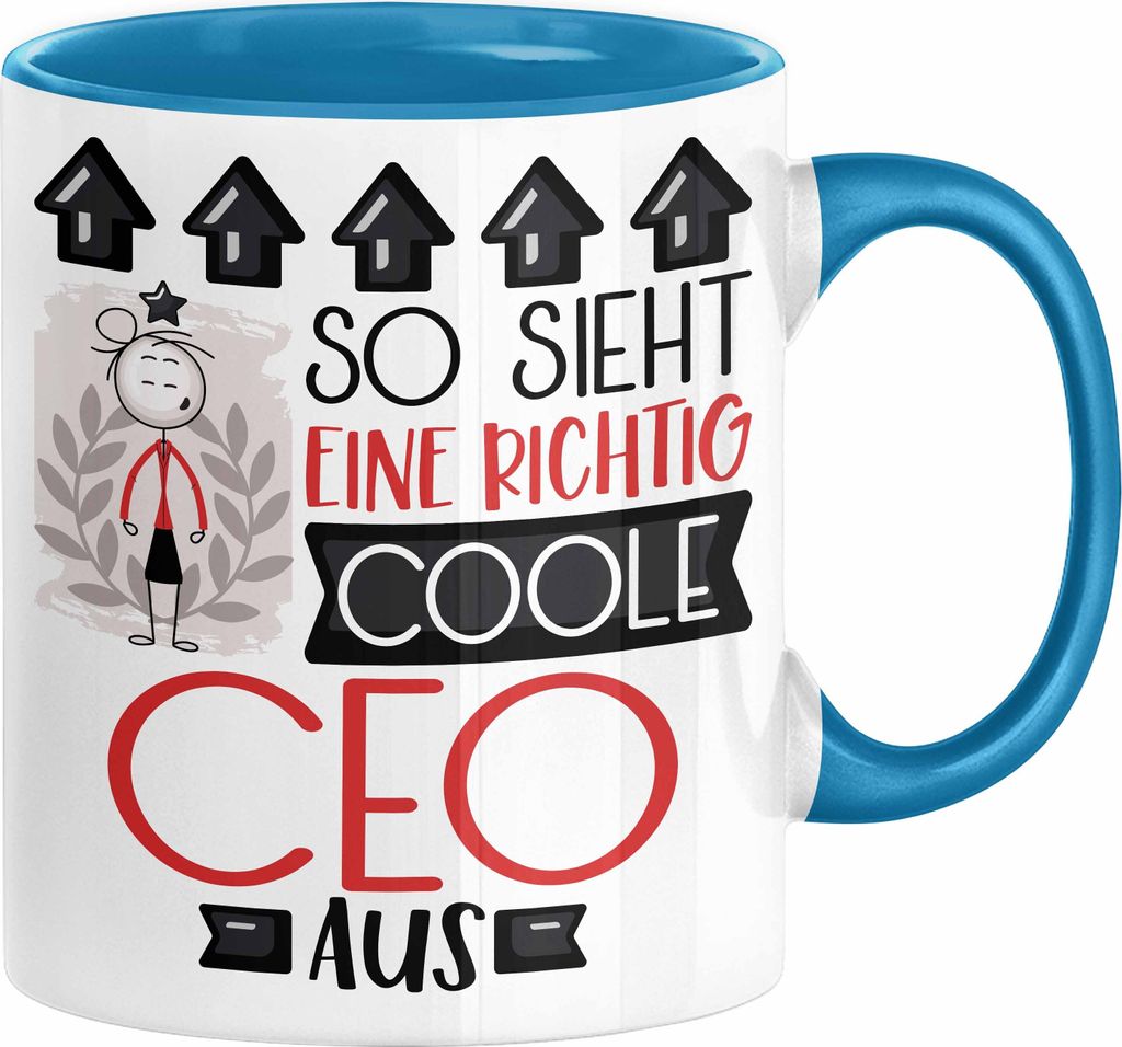 CEO Geschenk Tasse Lustig Geschenkidee für CEO Geburtstag So Sieht Eine Richtig Coole CEO Aus Frauen Spruch (Blau)