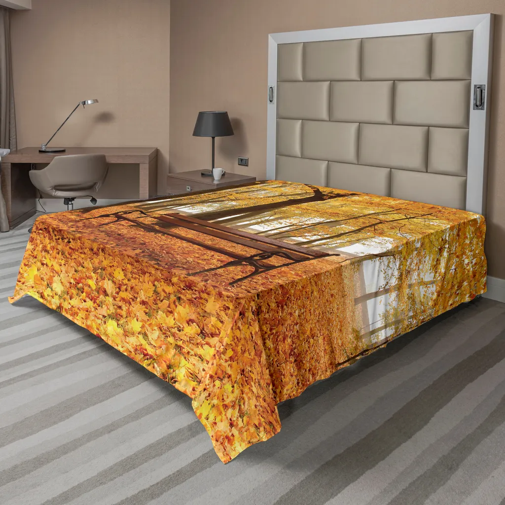 Drap de lit pour décoration d'automne ambiance rustique orange brun