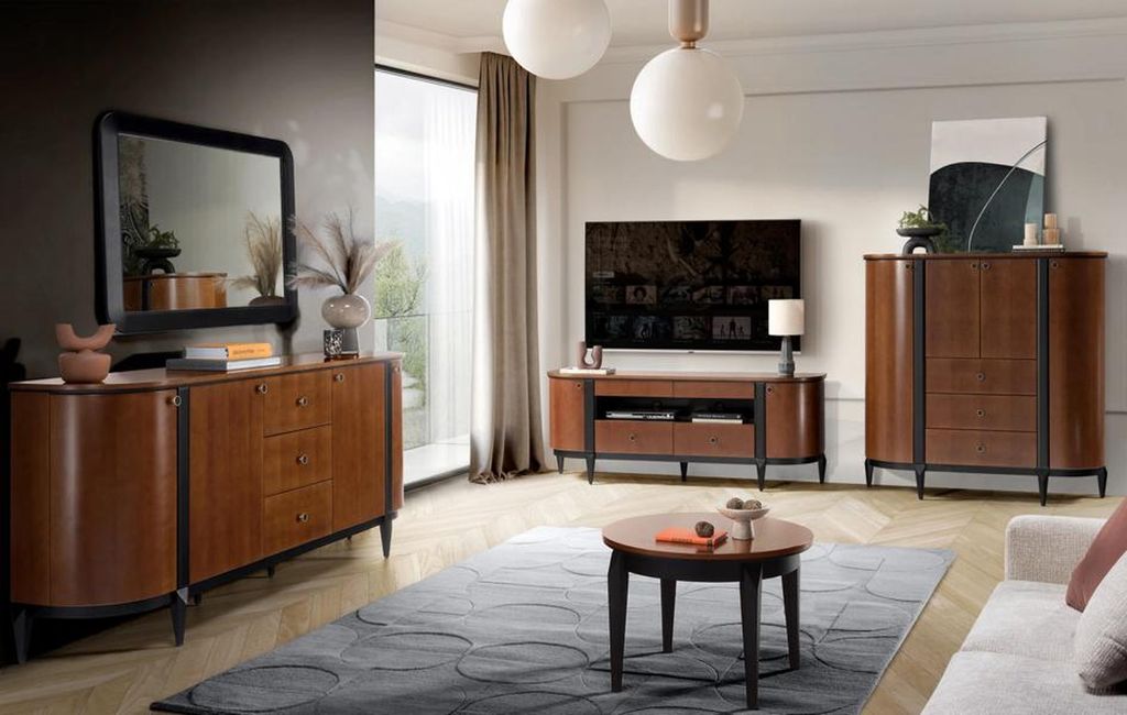 Wohnzimmer Wohnwand RTV Lowboard Holz Sideboard Möbel Schrank Set 3tlg