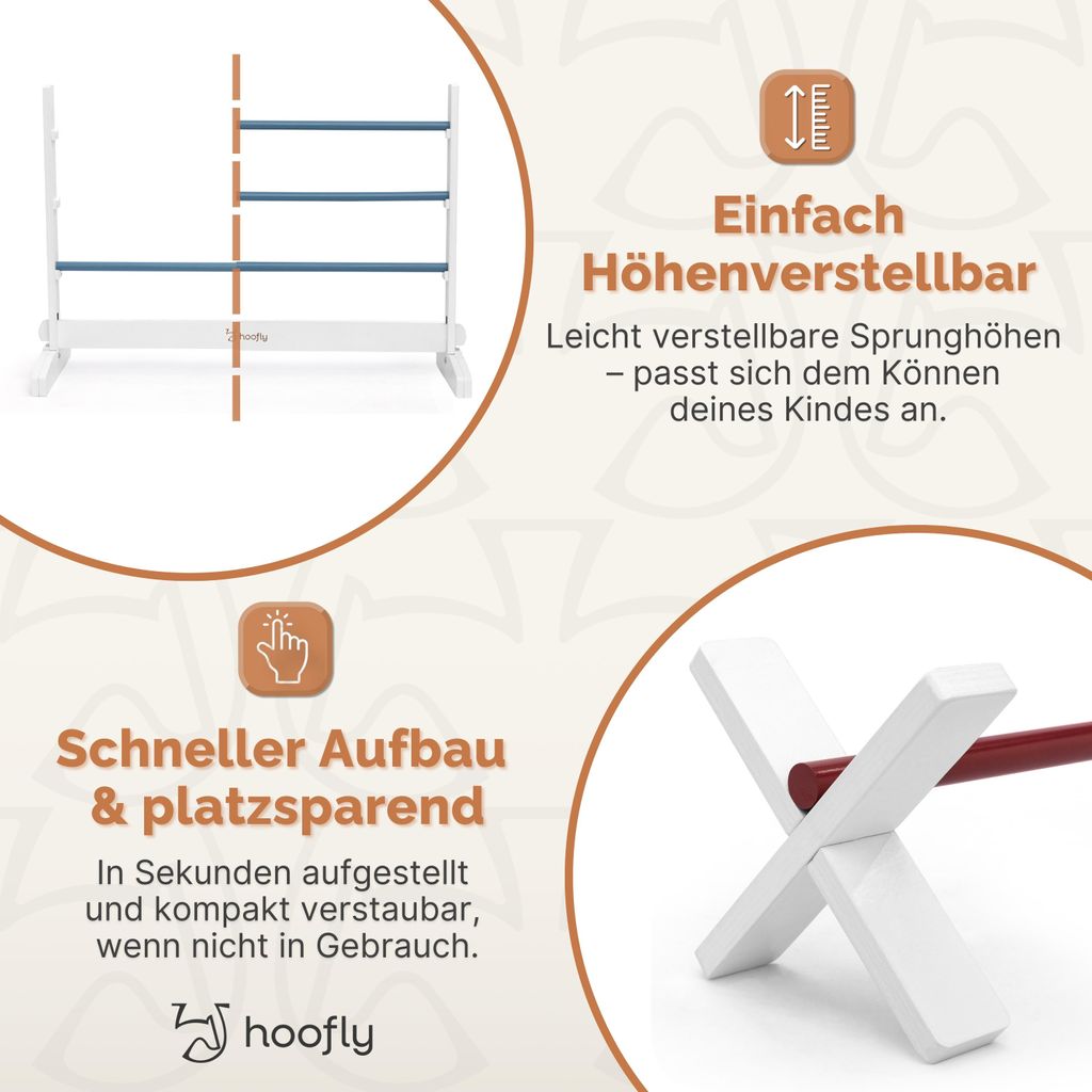 Hoofly Kit D'Obstacles Pour Hobby Horse – 2 Sauts En Pente + 1 Cavaletti, Bois MDF, Montage Facile, Plaisir Équestre Dès 3 Ans