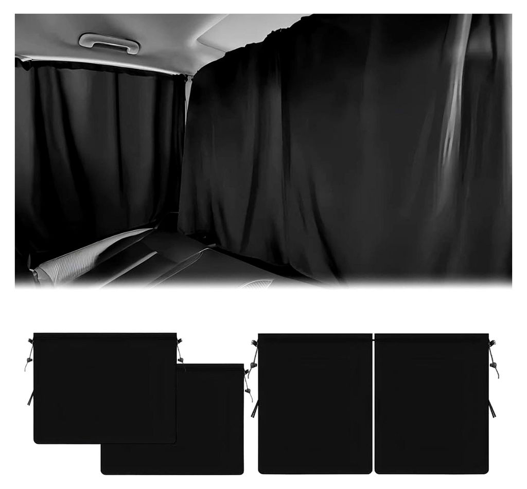 3 Stück Auto Fenster Sonnenschutz, 140 * 80CM Trennvorhänge für Autos, Verdunkelung und UV-Schutz