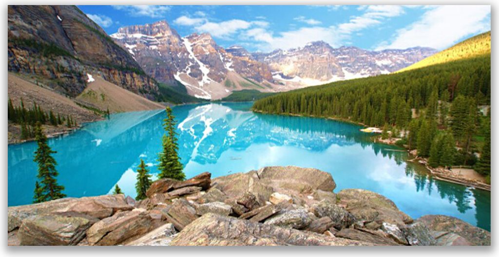 Tulup Leinwand-Bilder 120x60 Wandbild Canvas Kunstdruck Gebirge See Wald Natur