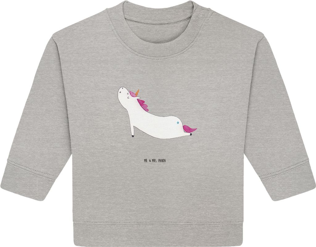 Mr. & Mrs. Panda Organic Baby Pullover Einhorn Yoga 24. - 36. Monat - Heather Grey - Geschenk, Bullover, Sport, Entspannung, Unicorn, Einhörner, A...