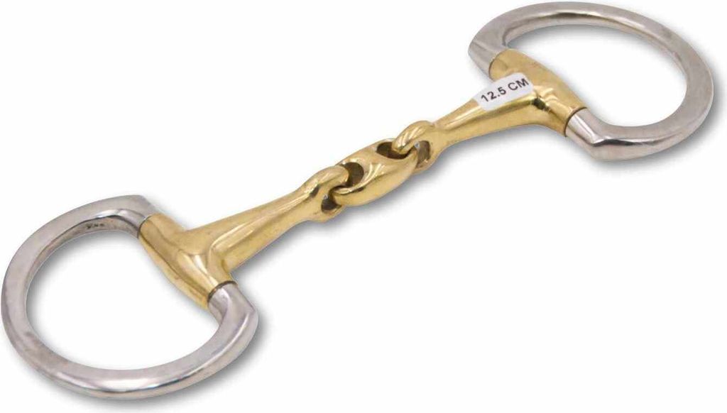 AMKA Olivenkopfgebiss doppelt gebrochen Argentan 16 mm 70 mm Ringe flach, Größe:135mm