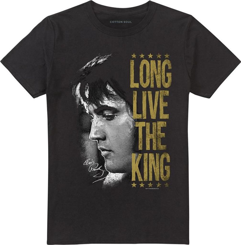 Elvis Presley - "Long Live The King" T-Shirt für Herren/Damen Uni TV32973 (M) (Schwarz)