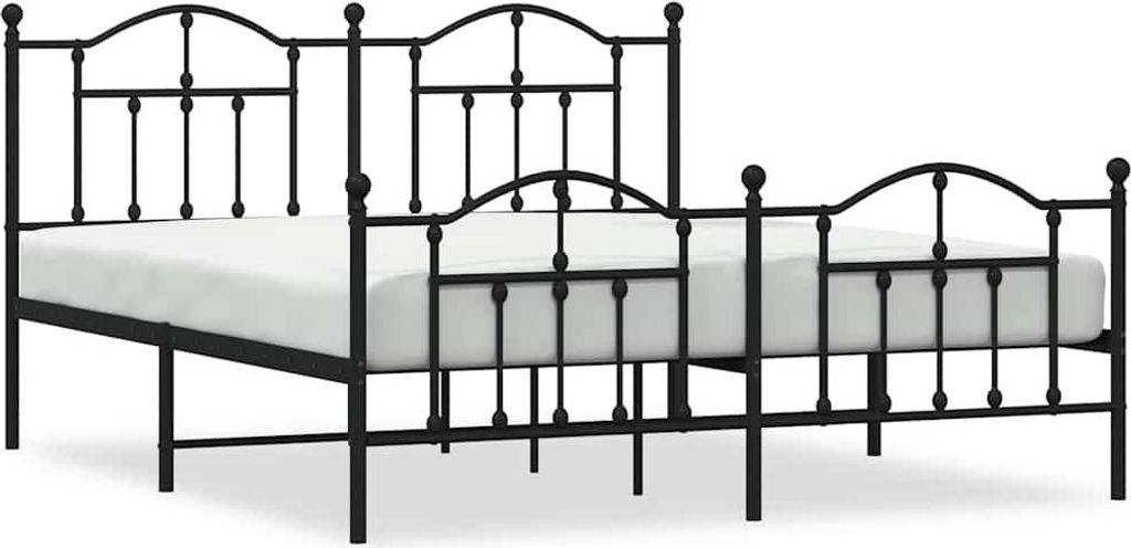 vidaXL Metallbett ohne Matratze mit Fußteil Schwarz 160x200 cm