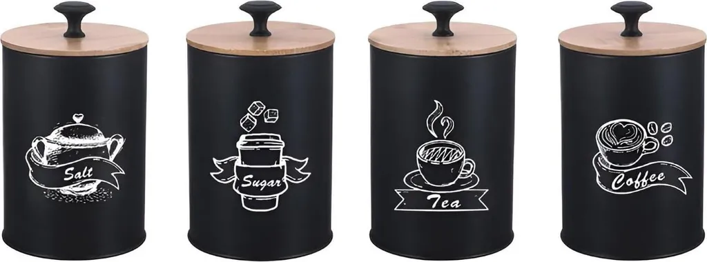 Set di 4 contenitori per caffè, tè, zucchero, 16X9,5 cm Brunbeste Bb-2675 (etichettato Eng)