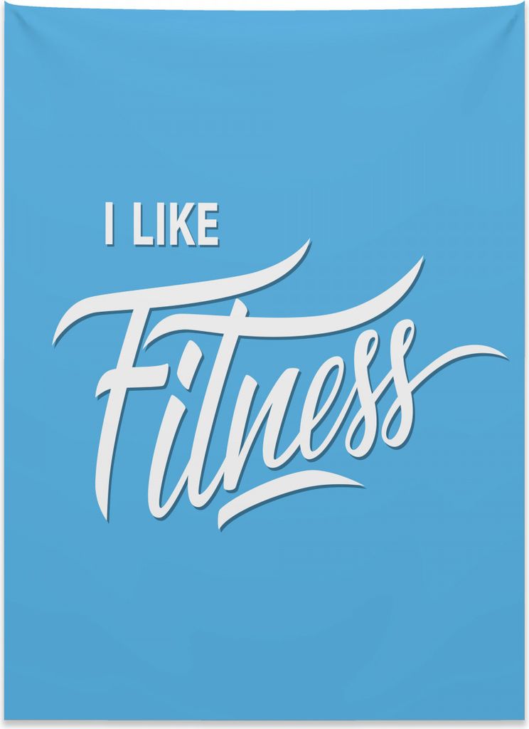 Abakuhaus Fitness Wandteppich, Ich mag Fitness-Zitat aus Weiches Mikrofaser Stoff Kein Verblassen Klare Farben Waschbar, 110 x 150 cm, Hellblau Weiß